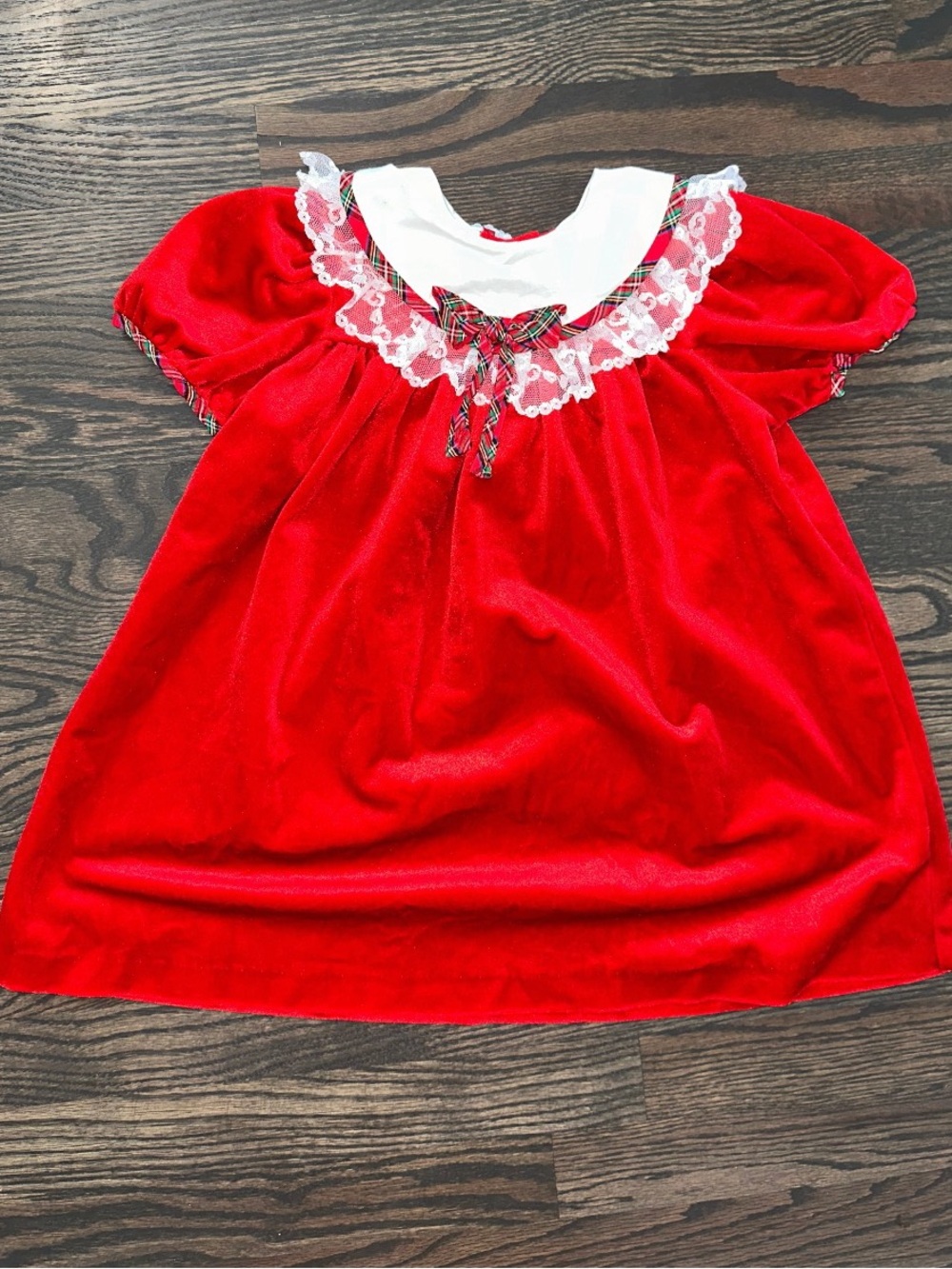 Vintage Nutcracker Red Velvet Christmas Dress White Lace Trim 4T Holiday
